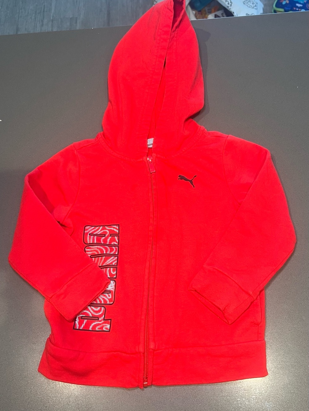 Puma Red Kids' Hooded Zip Sweatshirt with Logo Detail